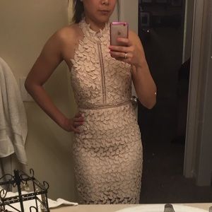 gemma halter lace sheath dress